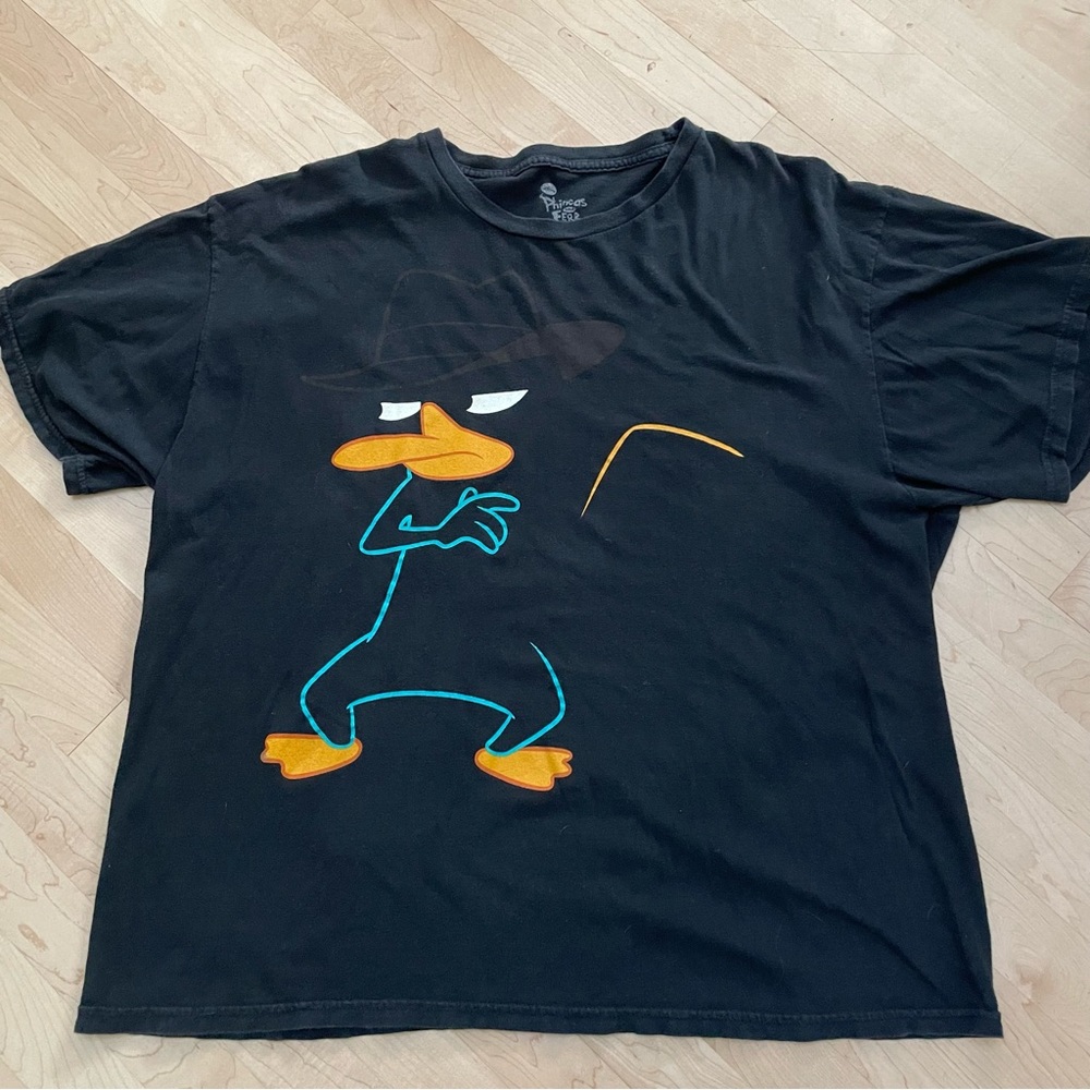 Disney Black Phineas and Ferb Agent P Perry T-Shirt 2XL